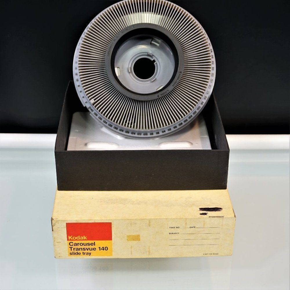 Vintage Gray Kodak Carousel Transvue 140 Slide Tray With Original Box